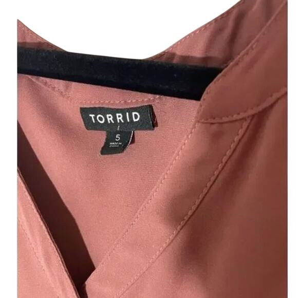 Torrid Peplum Georgette Button Front Tie Blouse 5X Business Office Corporate - Picture 6 of 7